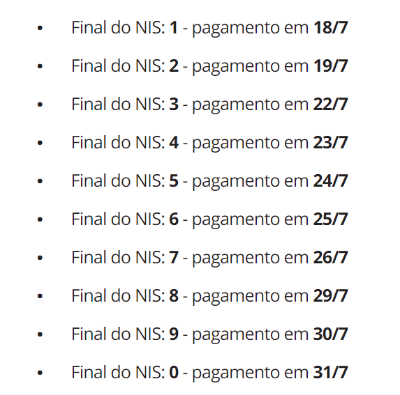 calendario bolsa familia julho 2024
